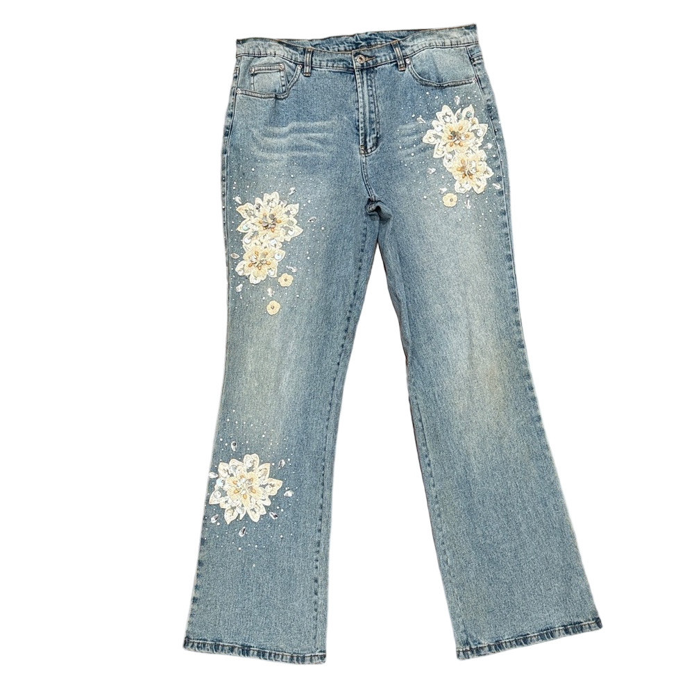 Diane Gilma DG2 Unique Beaded Embellished Floral Jeans